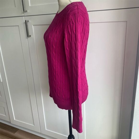 St. John's Bay Berry Pink Cable Knit Pullover Crew Neck Sweater Size M Heritage - Picture 5 of 6